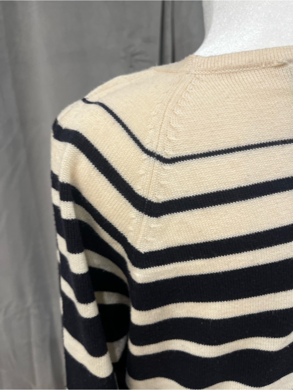 Hillard & Hanson Navy & Cream Striped V-Neck Knit Sweater - Picture 6 of 9